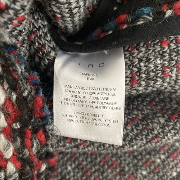 IRO Carene Tweed Jacket Blazer Knit Knotted Boucle Red Black Wool Blend 34 XS - Picture 11 of 11